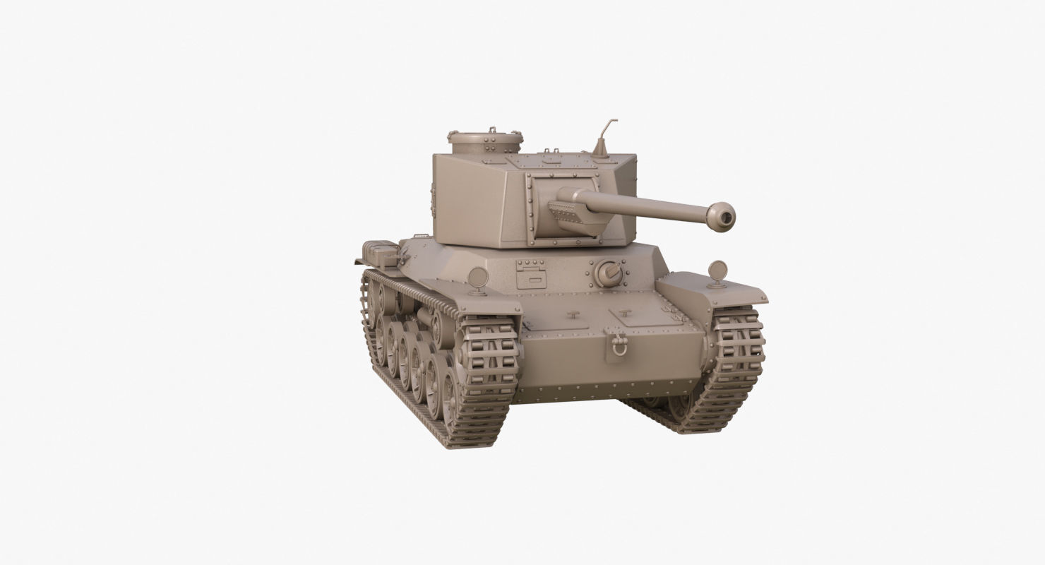 Tank Type 3 Chi-Nu Japan Clay Mental Ray 3D model_29