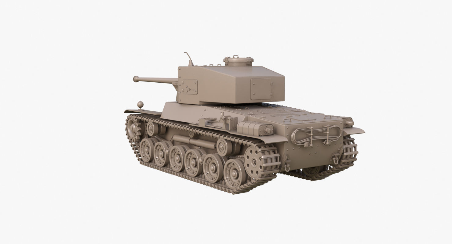 Tank Type 3 Chi-Nu Japan Clay Mental Ray 3D model_49