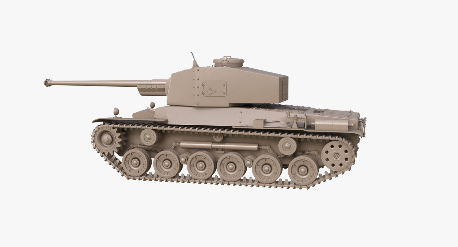 Tank Type 3 Chi-Nu Japan Clay Mental Ray 3D model_53
