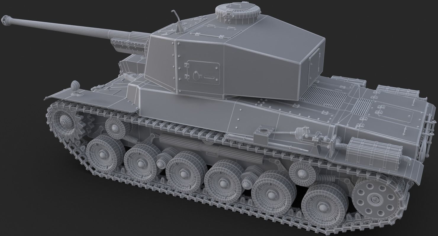 Tank Type 3 Chi-Nu Japan Clay Mental Ray 3D model_18