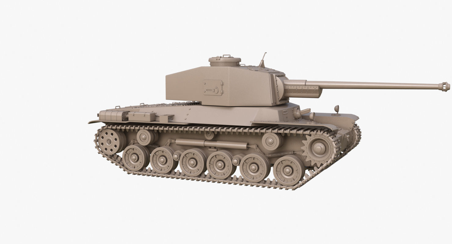 Tank Type 3 Chi-Nu Japan Clay Mental Ray 3D model_34