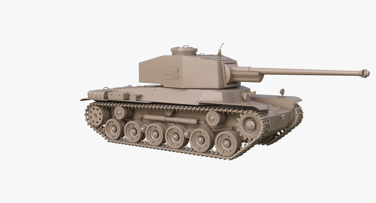 Tank Type 3 Chi-Nu Japan Clay Mental Ray 3D model_33