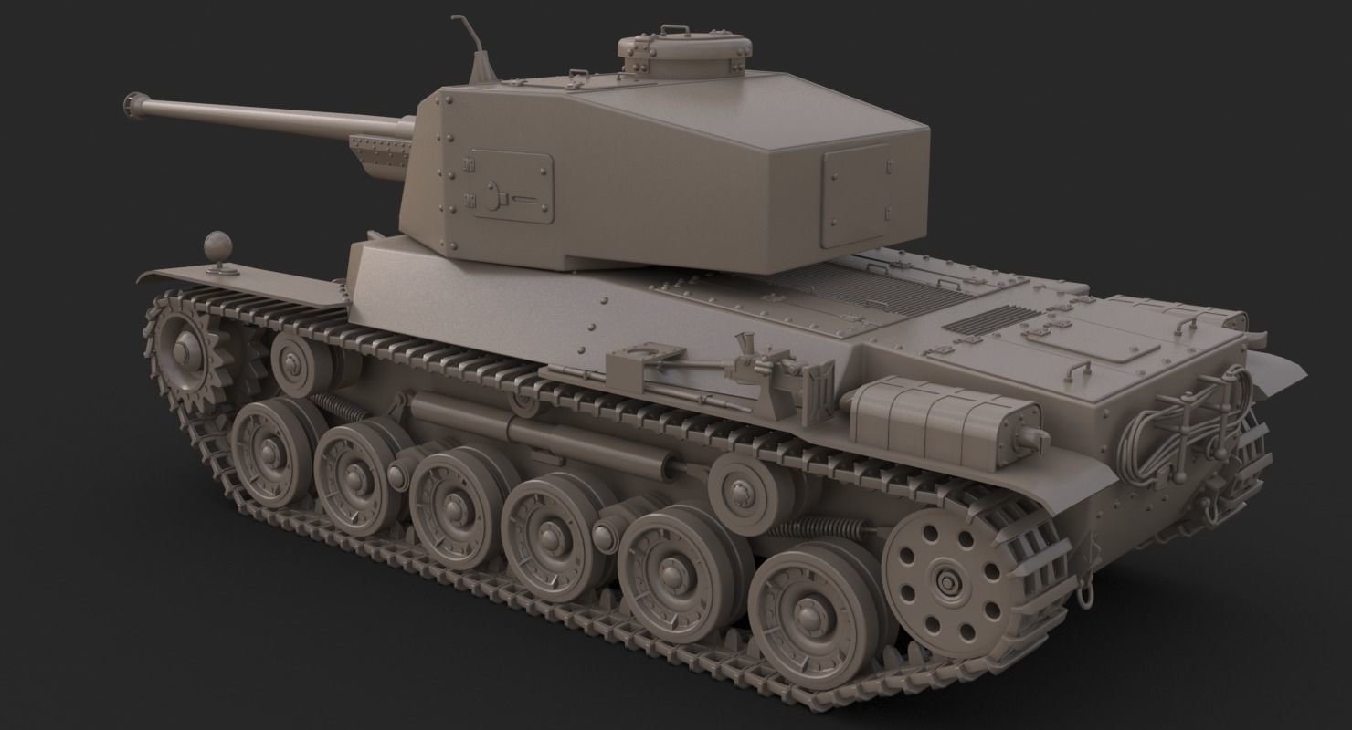 Tank Type 3 Chi-Nu Japan Clay Mental Ray 3D model_6