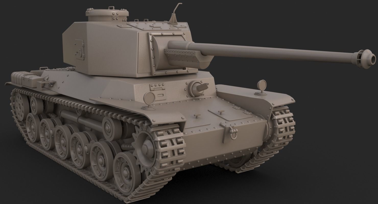 Tank Type 3 Chi-Nu Japan Clay Mental Ray 3D model_10