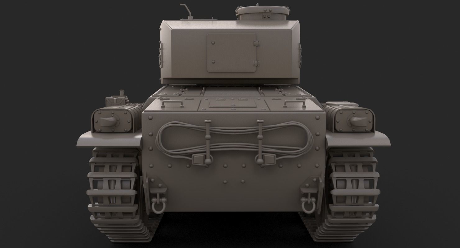 Tank Type 3 Chi-Nu Japan Clay Mental Ray 3D model_7
