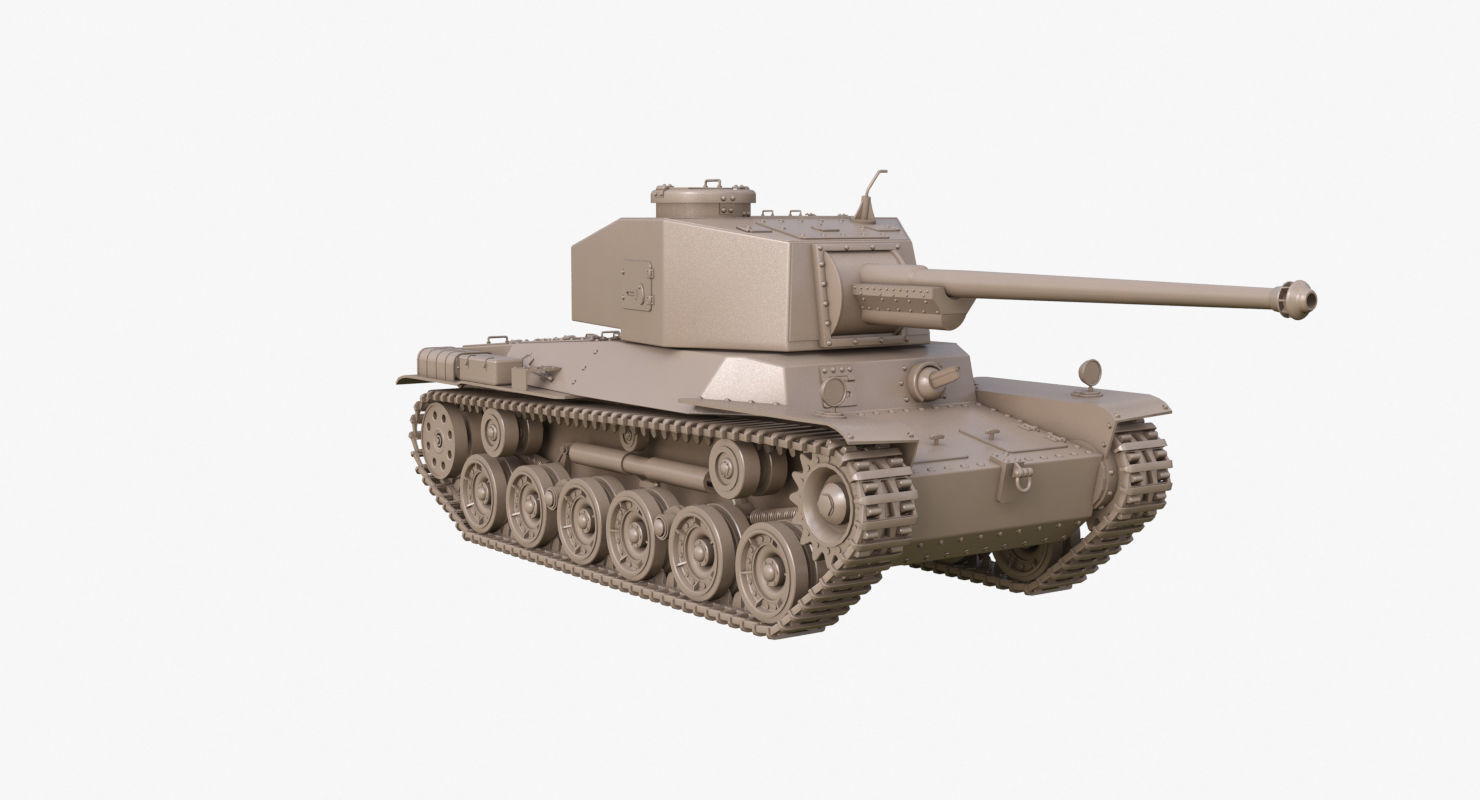 Tank Type 3 Chi-Nu Japan Clay Mental Ray 3D model_31
