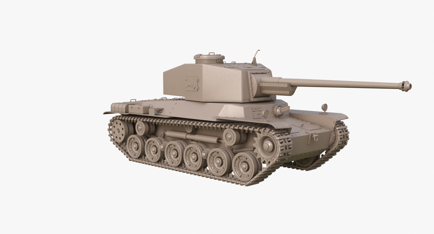 Tank Type 3 Chi-Nu Japan Clay Mental Ray 3D model_32