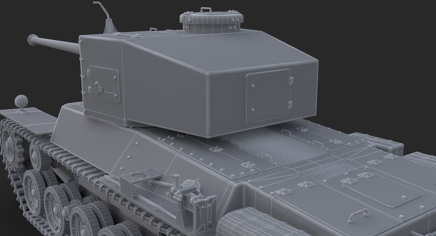 Tank Type 3 Chi-Nu Japan Clay Mental Ray 3D model_22