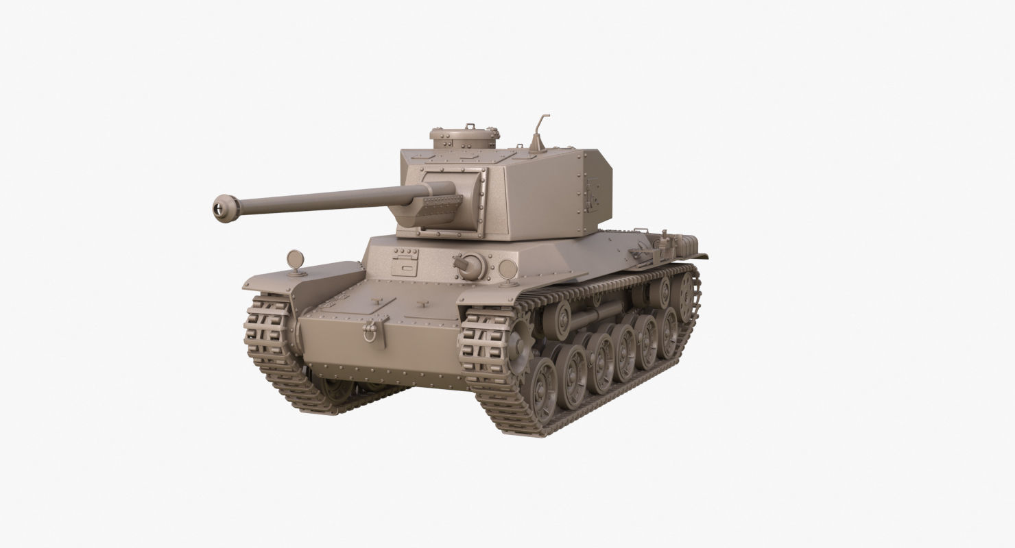 Tank Type 3 Chi-Nu Japan Clay Mental Ray 3D model_25