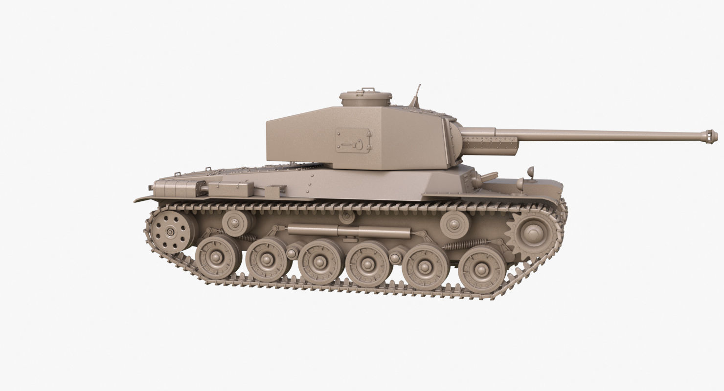 Tank Type 3 Chi-Nu Japan Clay Mental Ray 3D model_35
