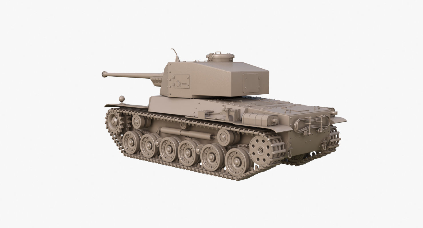Tank Type 3 Chi-Nu Japan Clay Mental Ray 3D model_50