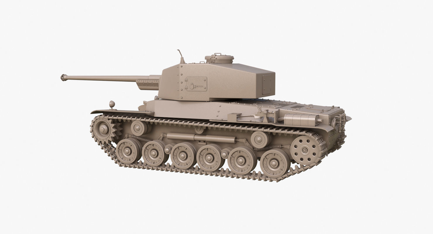 Tank Type 3 Chi-Nu Japan Clay Mental Ray 3D model_52