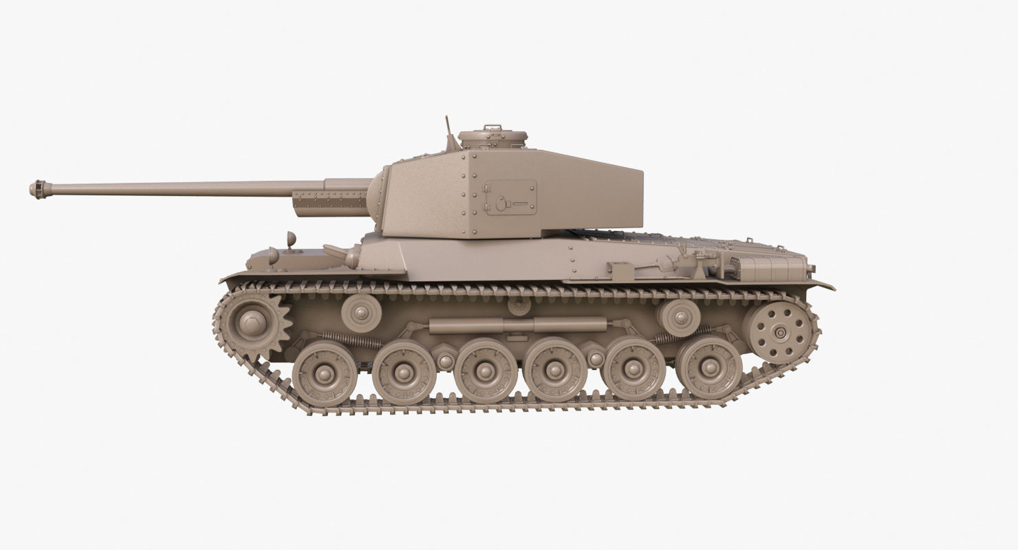 Tank Type 3 Chi-Nu Japan Clay Mental Ray 3D model_55