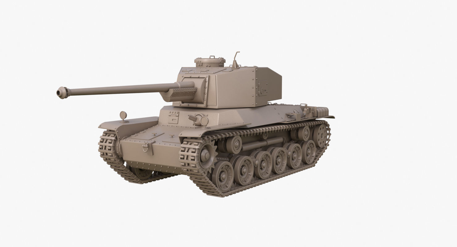 Tank Type 3 Chi-Nu Japan Clay Mental Ray 3D model_24
