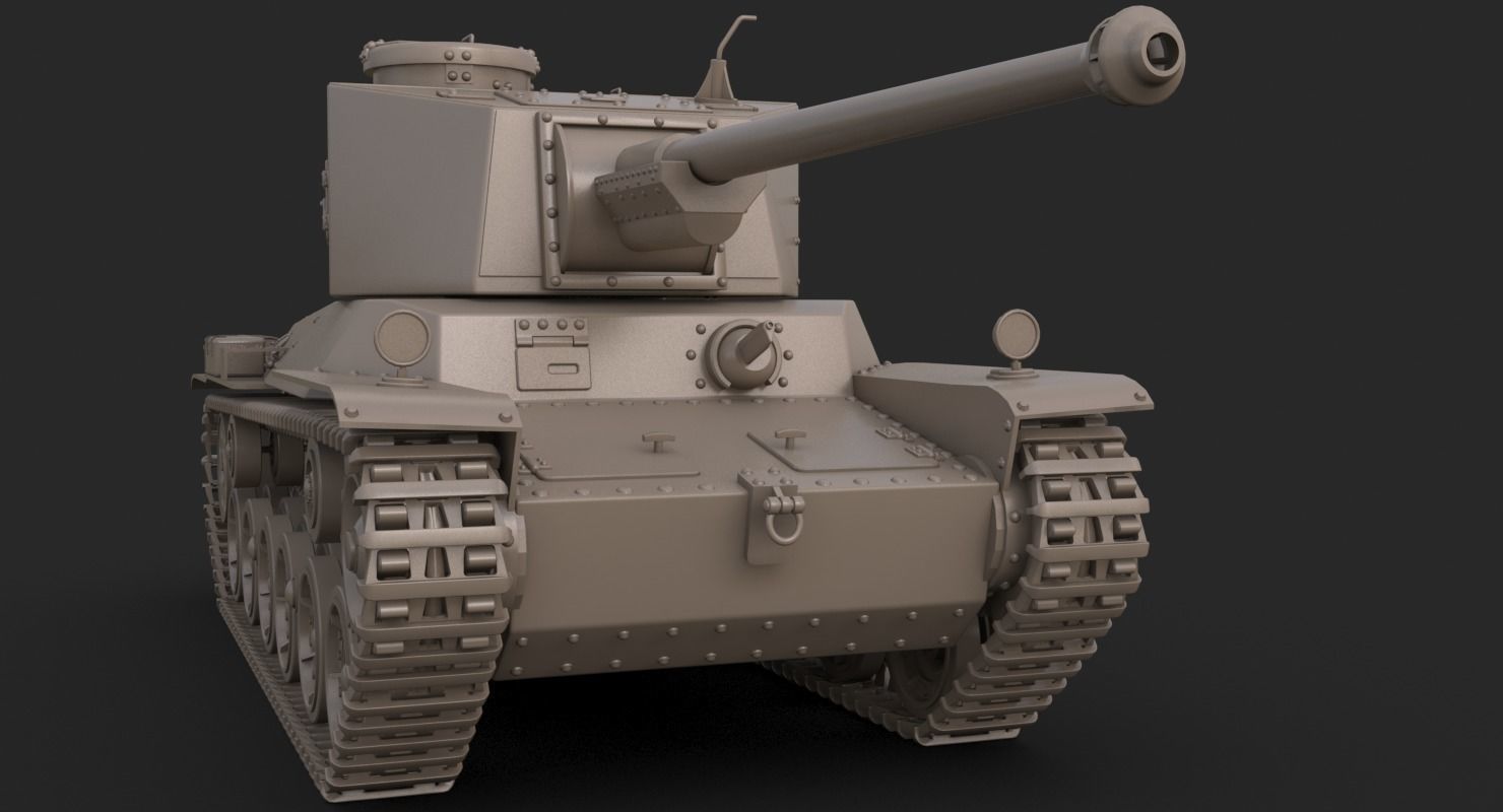 Tank Type 3 Chi-Nu Japan Clay Mental Ray 3D model_11