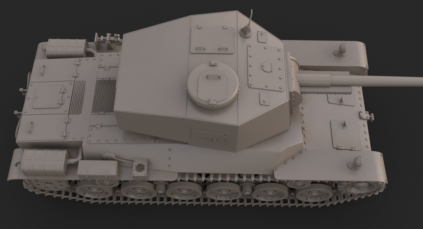Tank Type 3 Chi-Nu Japan Clay Mental Ray 3D model_13