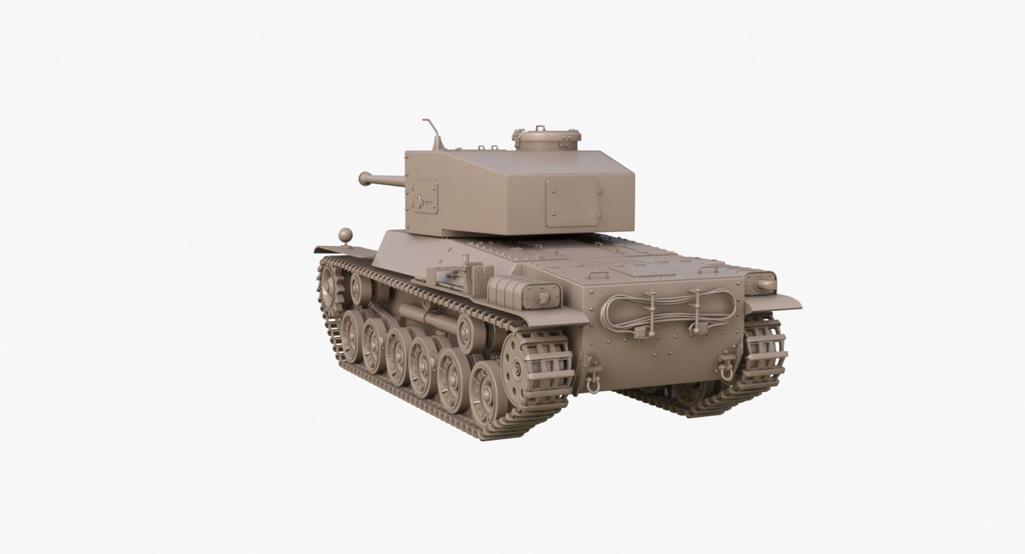 Tank Type 3 Chi-Nu Japan Clay Mental Ray 3D model_48