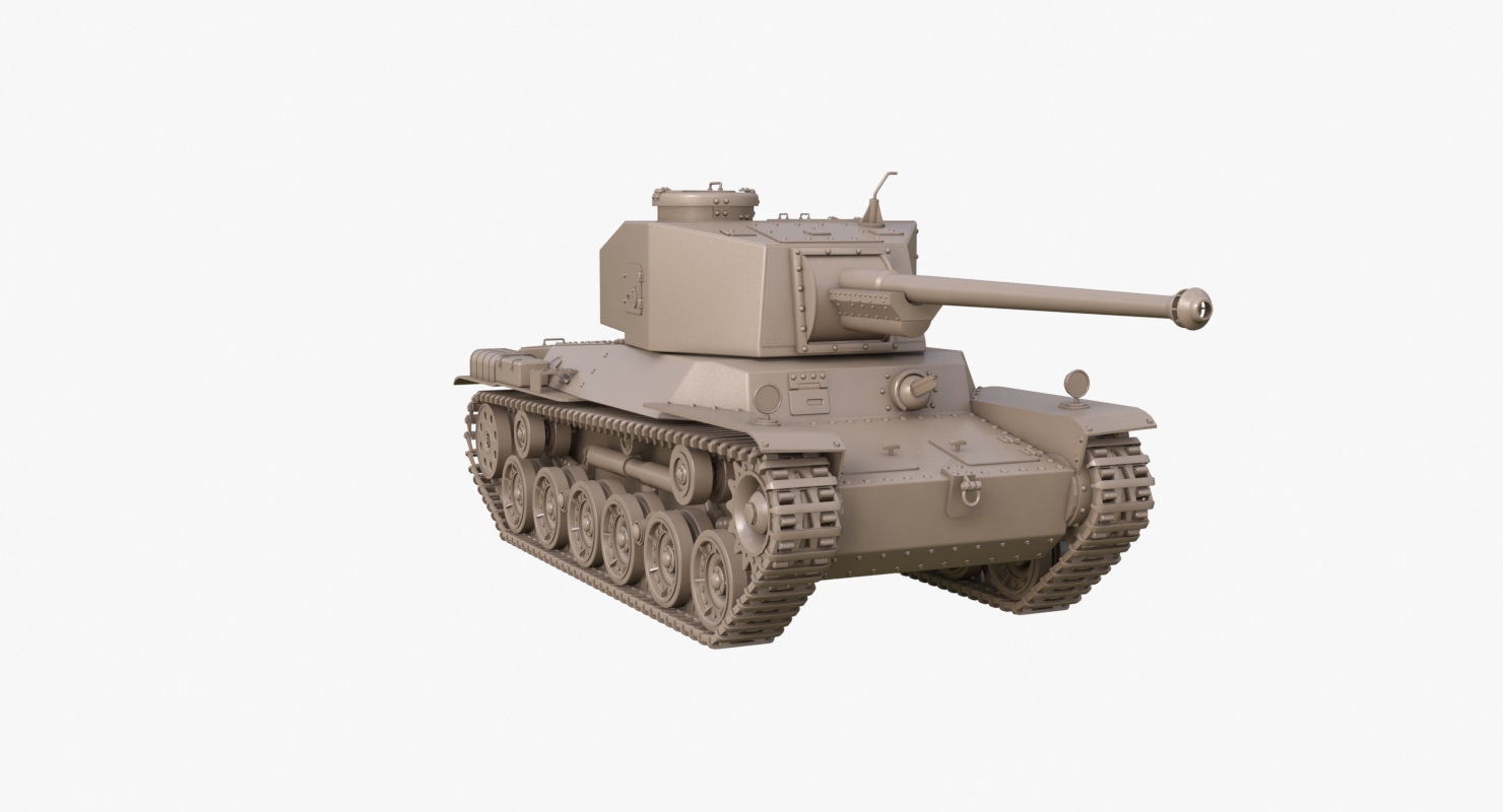 Tank Type 3 Chi-Nu Japan Clay Mental Ray 3D model_30