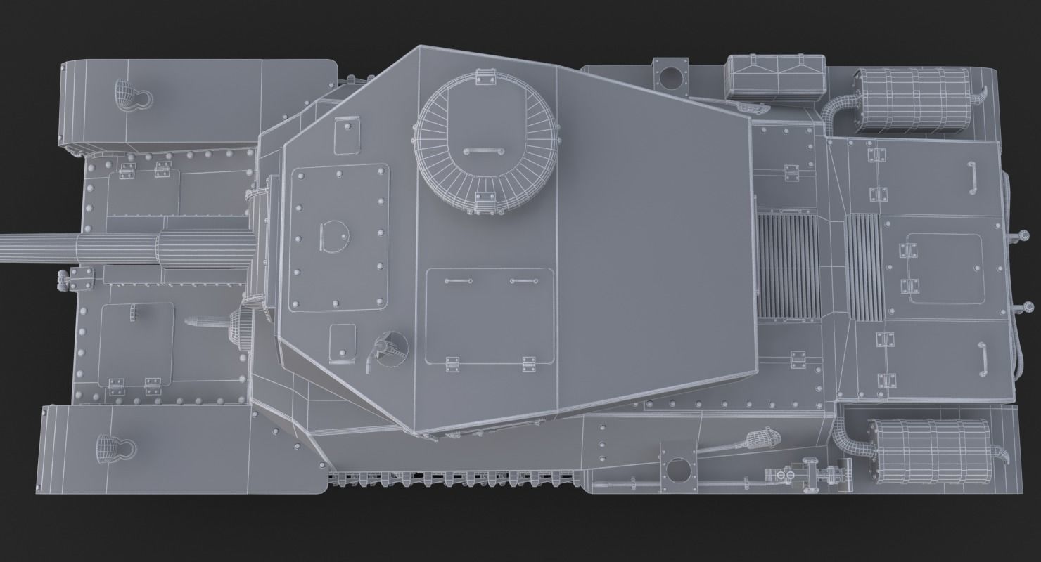Tank Type 3 Chi-Nu Japan Clay Mental Ray 3D model_21