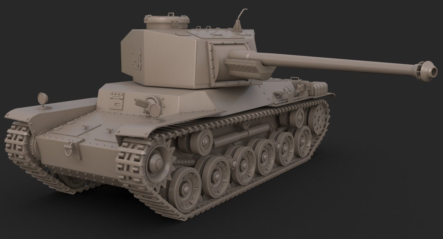 Tank Type 3 Chi-Nu Japan Clay Mental Ray 3D model_12