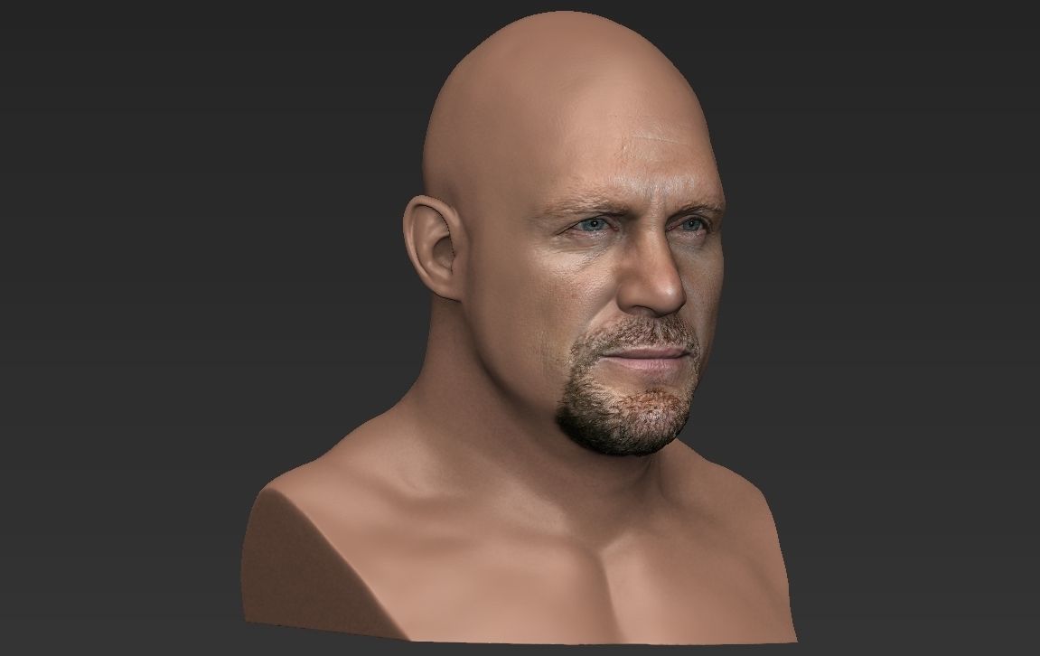 Stone Cold Steve Austin bust ready for full color 3D printing 3D print model_19