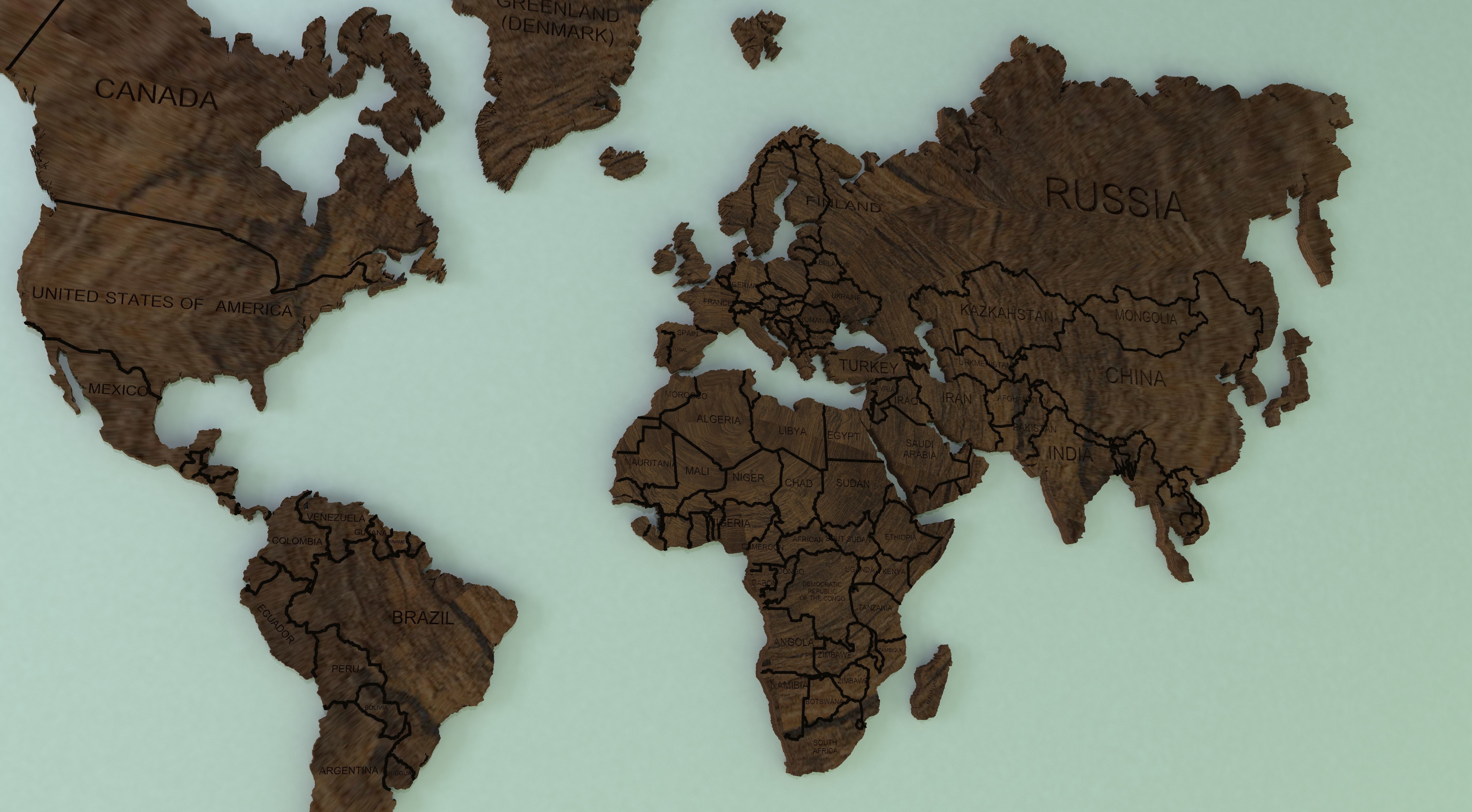 high resolution realistic wooden world map 3d model 3D model_2