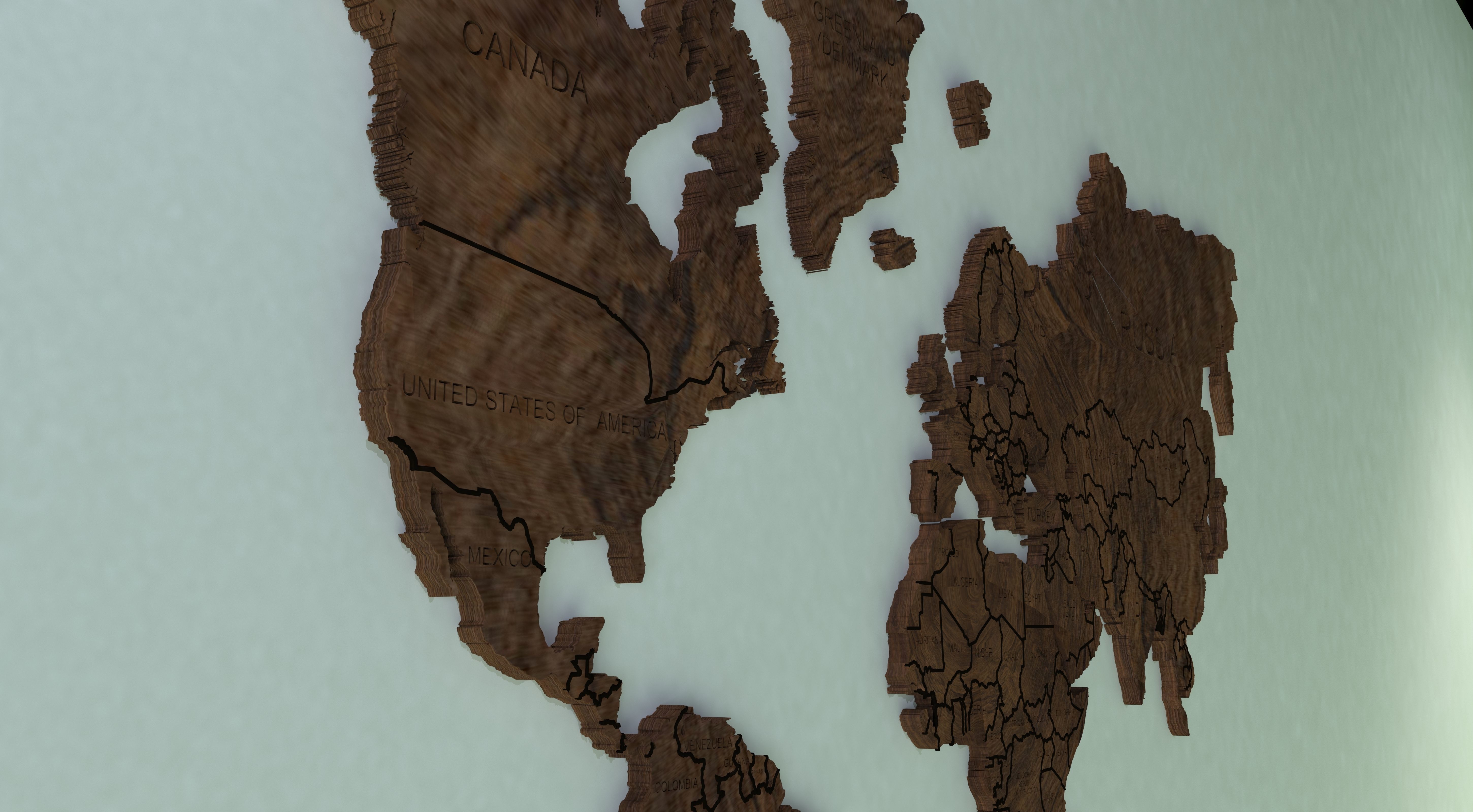 high resolution realistic wooden world map 3d model 3D model_3