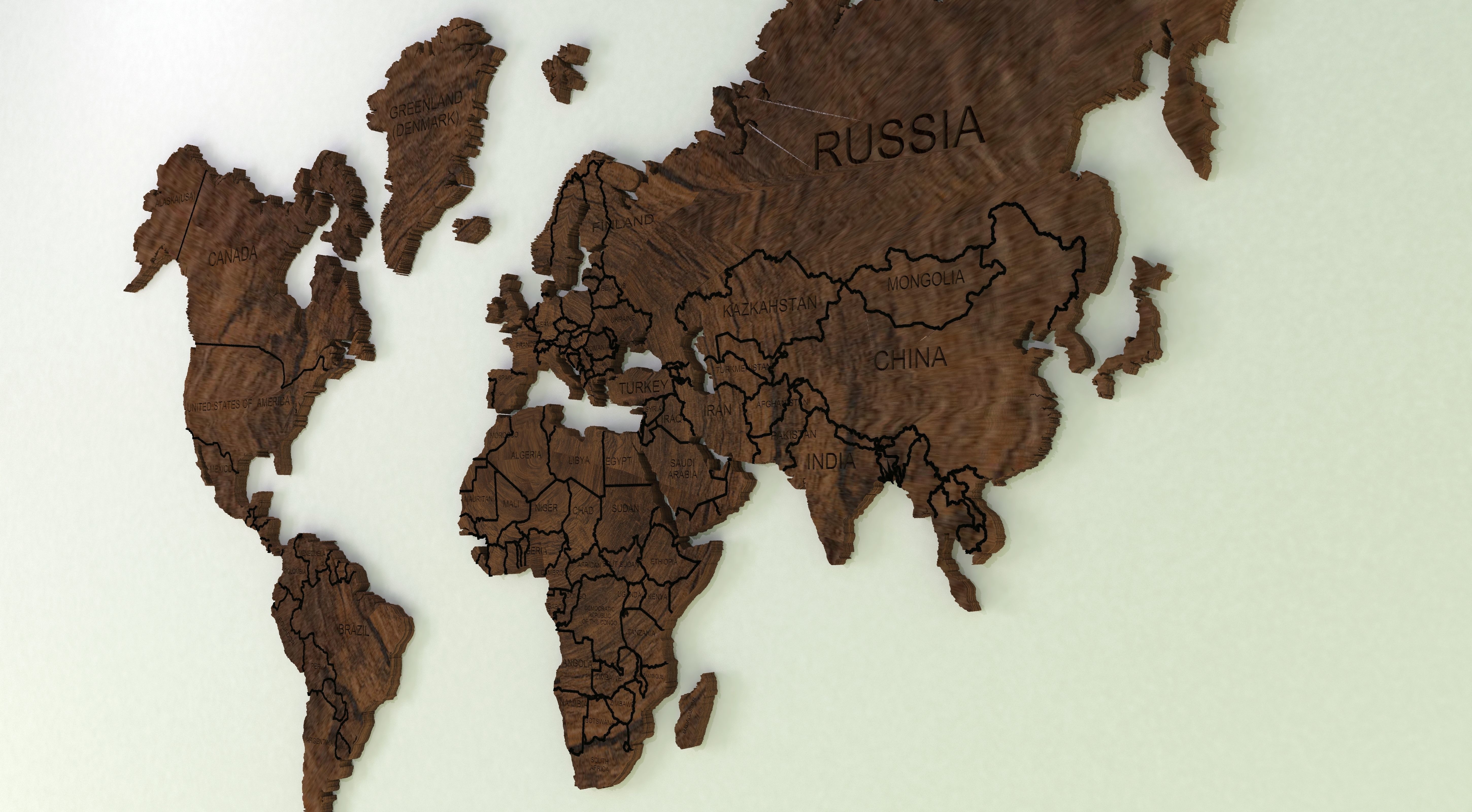 high resolution realistic wooden world map 3d model 3D model_1