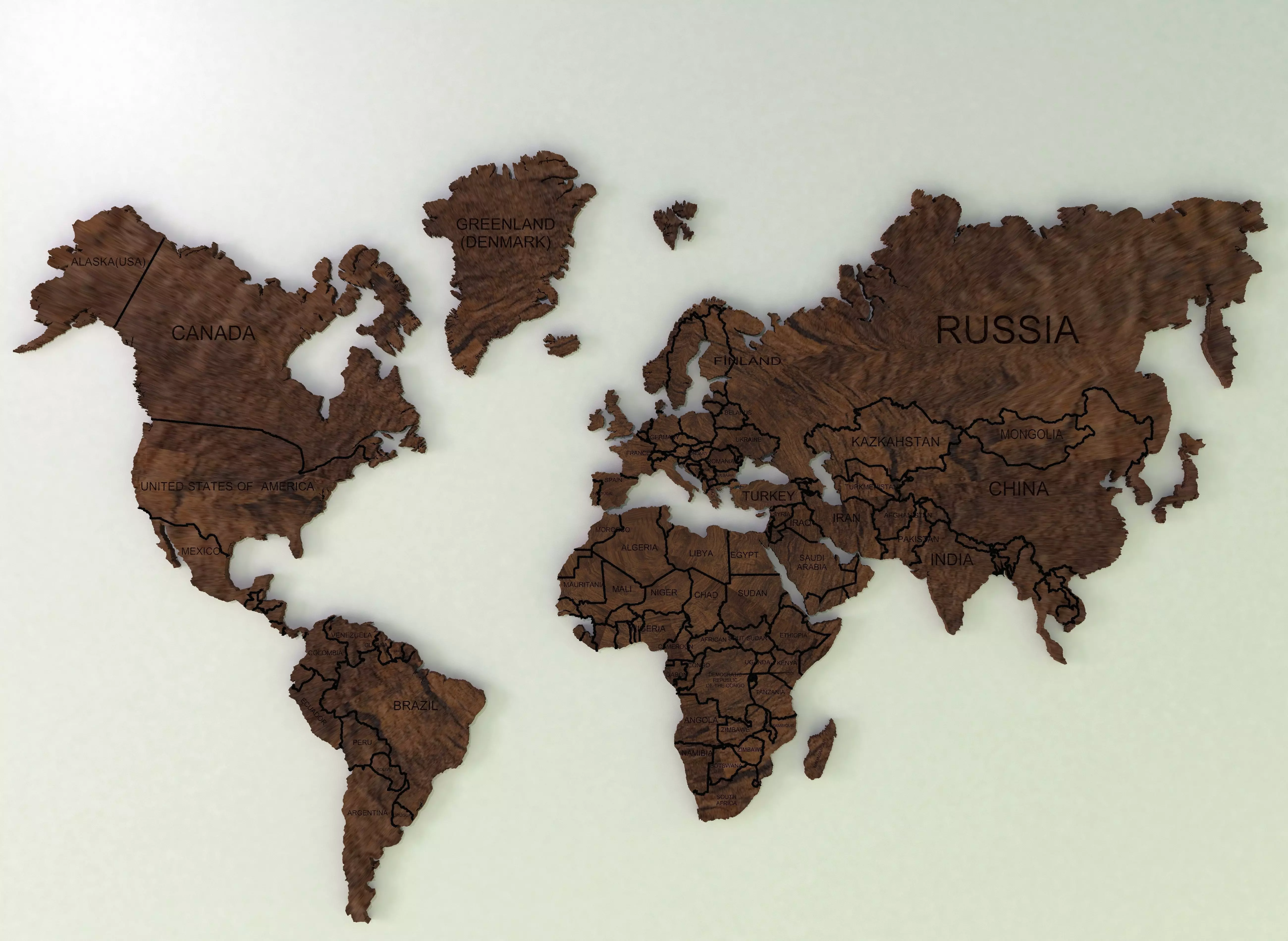 high resolution realistic wooden world map 3d model 3D model_0