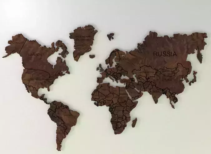 high resolution realistic wooden world map 3d model 3D model