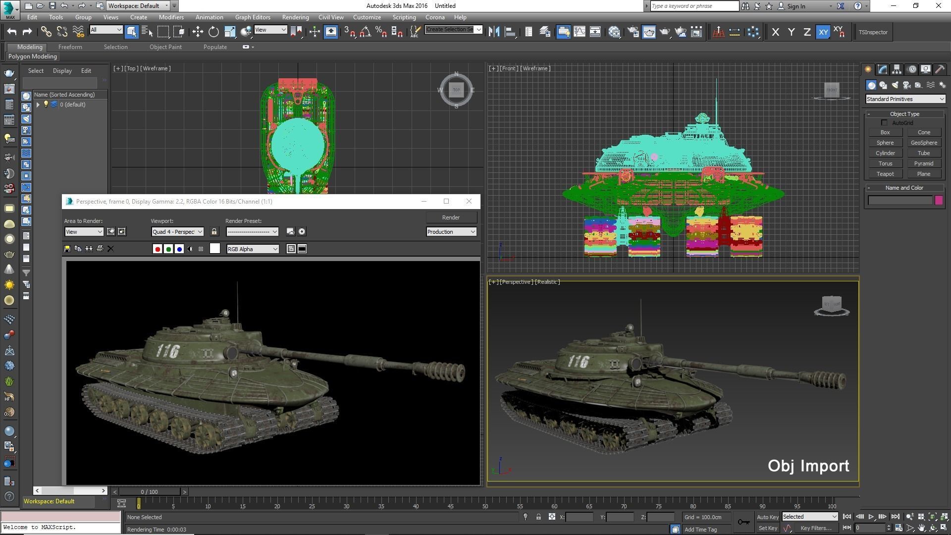 Tank Object 279 Green Vray 3D model_29