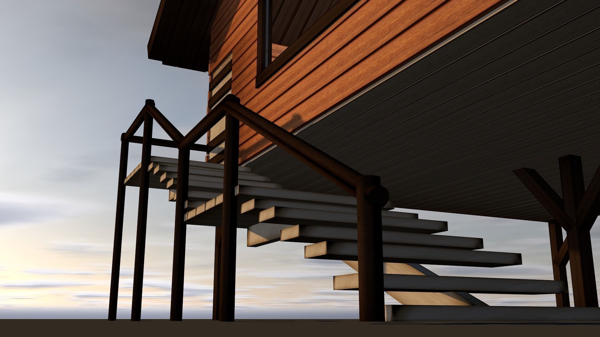 wood house 3d model 3D model_3