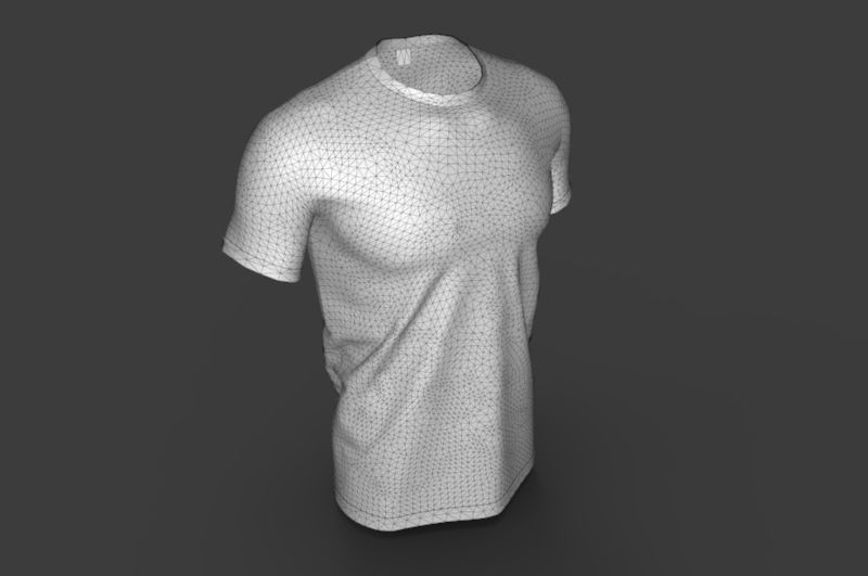 T-shirt t shirt Low-poly 3D model_12