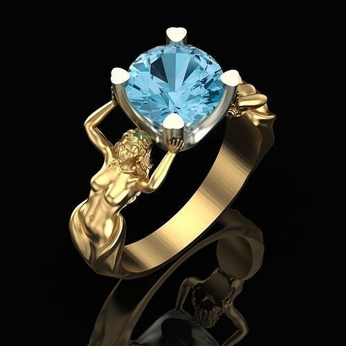 Womens ring with topaz 3D print model