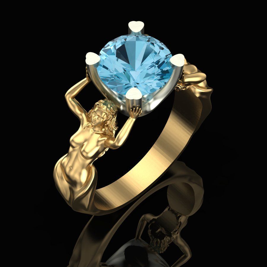 Womens ring with topaz 3D print model_0