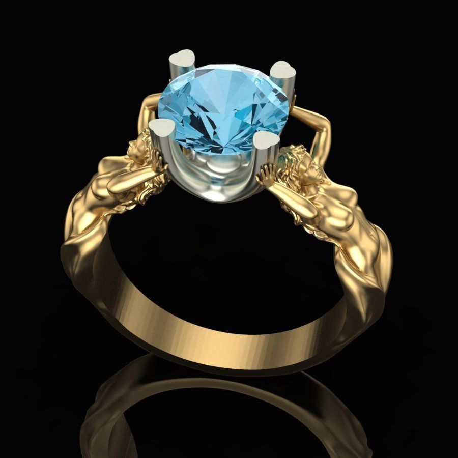 Womens ring with topaz 3D print model_2