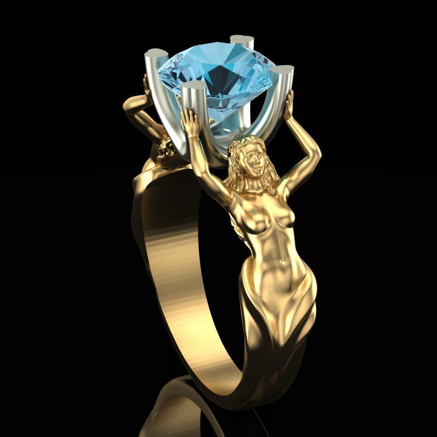 Womens ring with topaz 3D print model_3