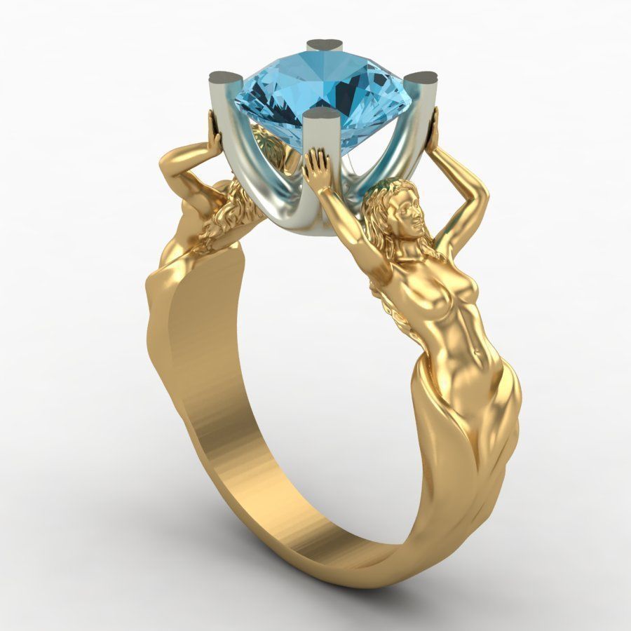 Womens ring with topaz 3D print model_4