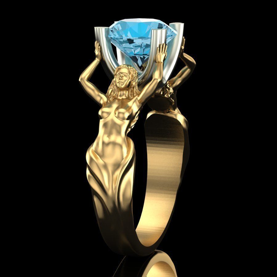 Womens ring with topaz 3D print model_1