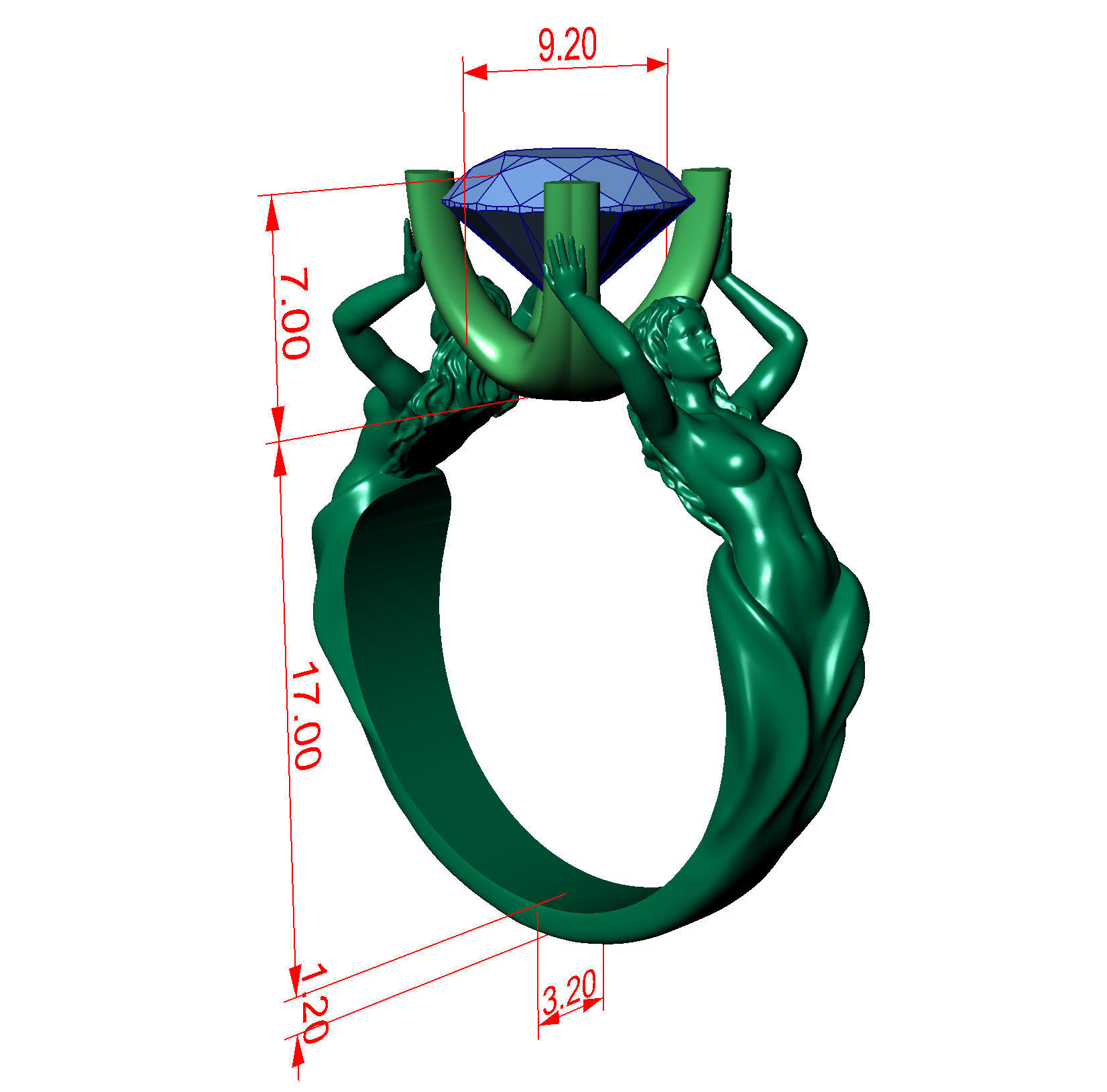 Womens ring with topaz 3D print model_8