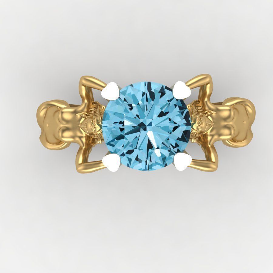 Womens ring with topaz 3D print model_7
