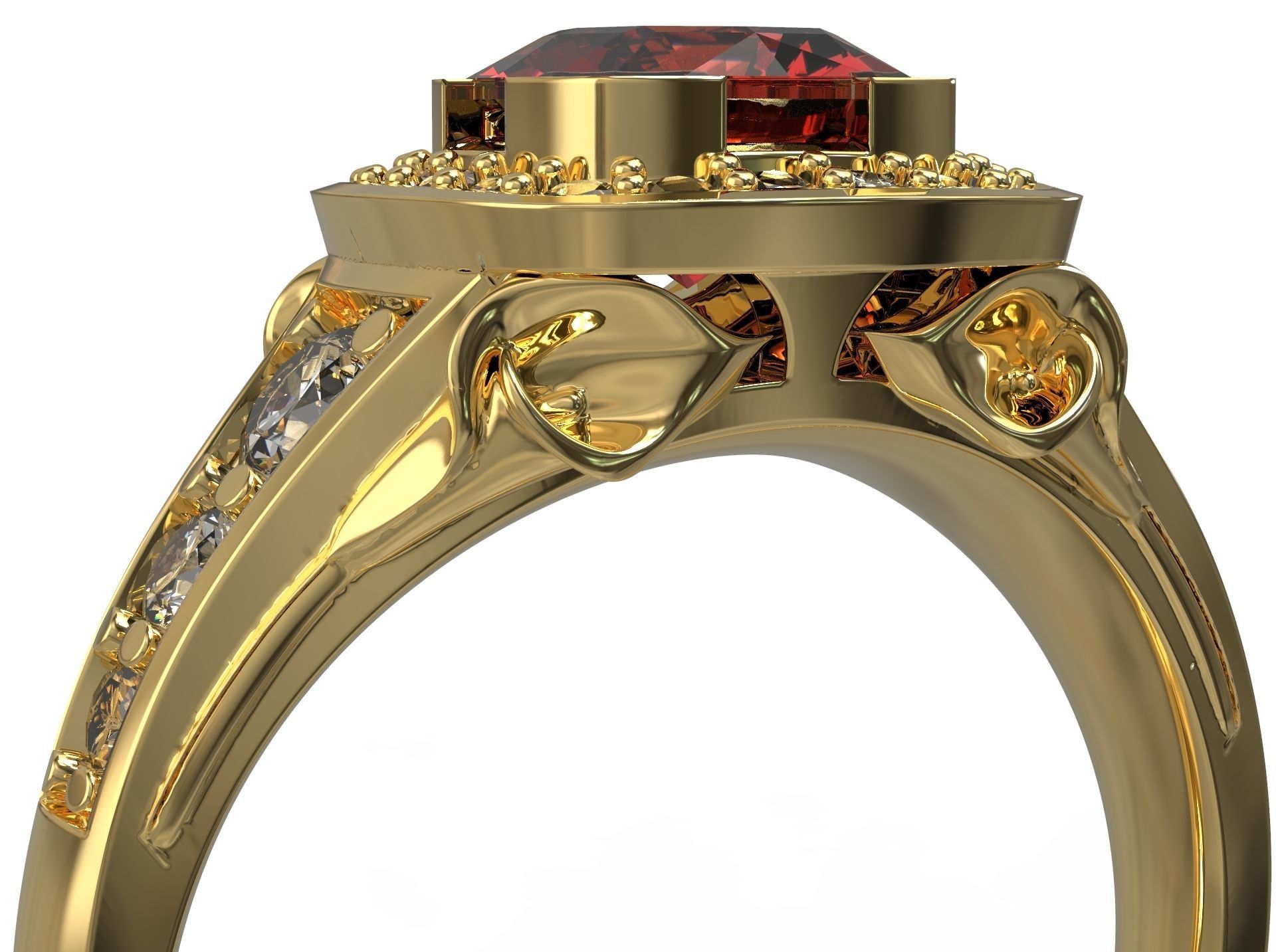 Beautiful ring with flower 3D print model_7