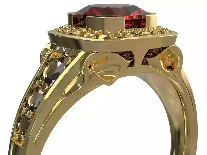 Beautiful ring with flower 3D print model