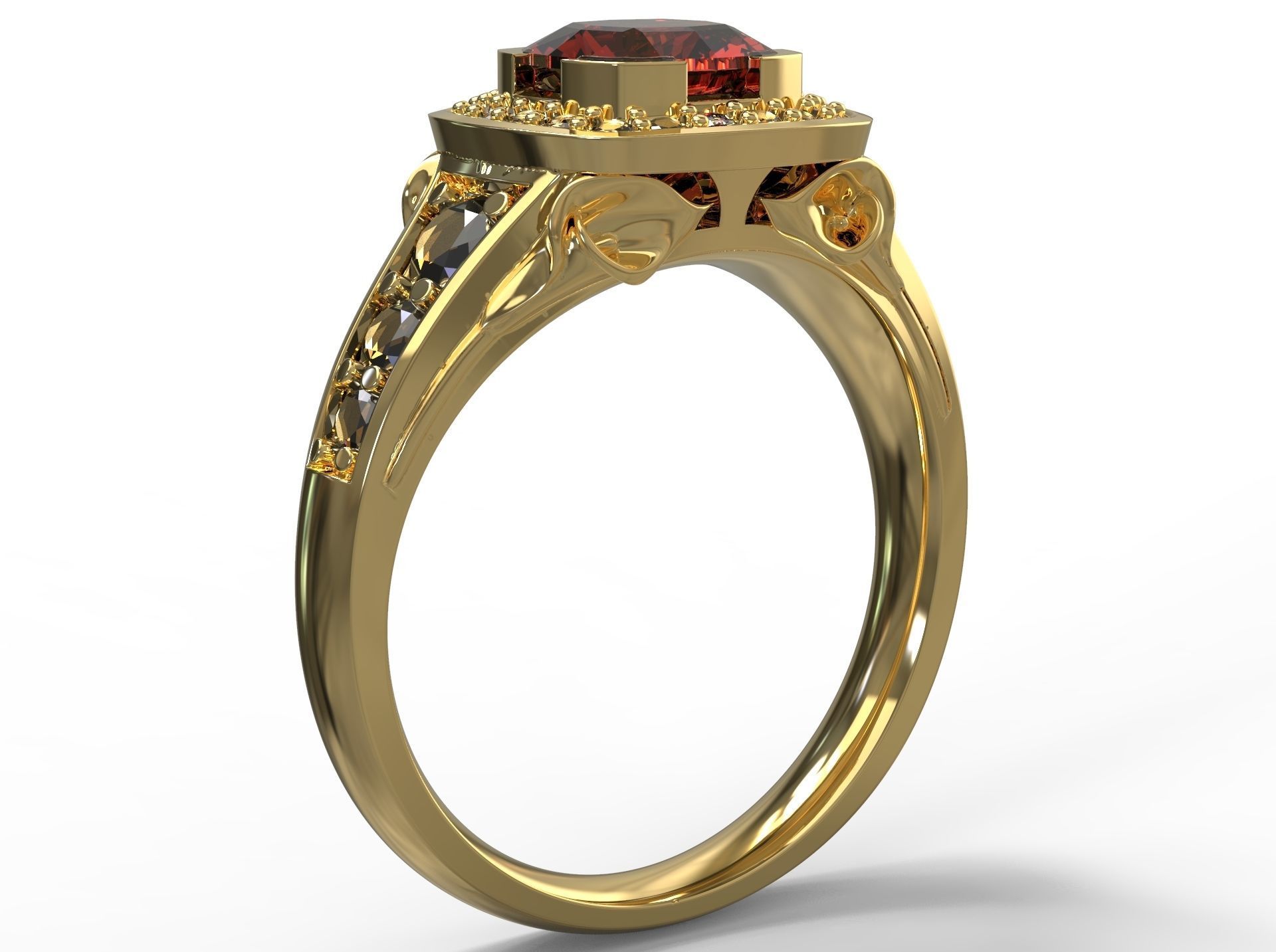 Beautiful ring with flower 3D print model_5