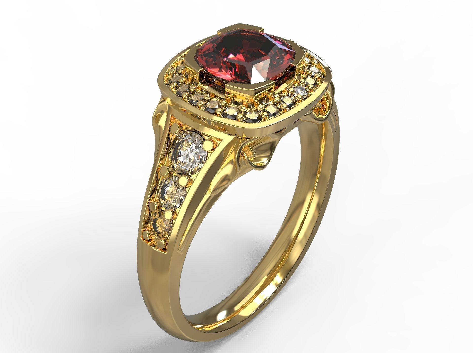 Beautiful ring with flower 3D print model_1