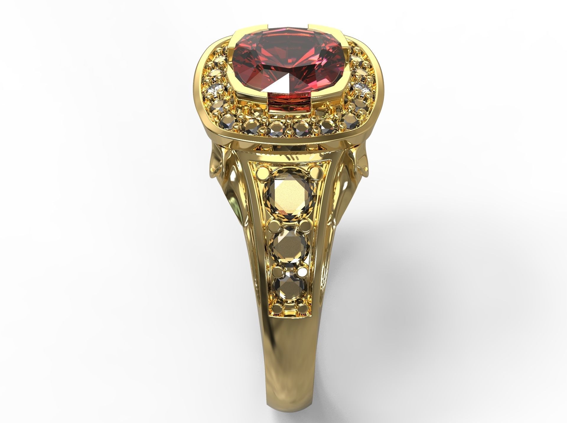 Beautiful ring with flower 3D print model_4