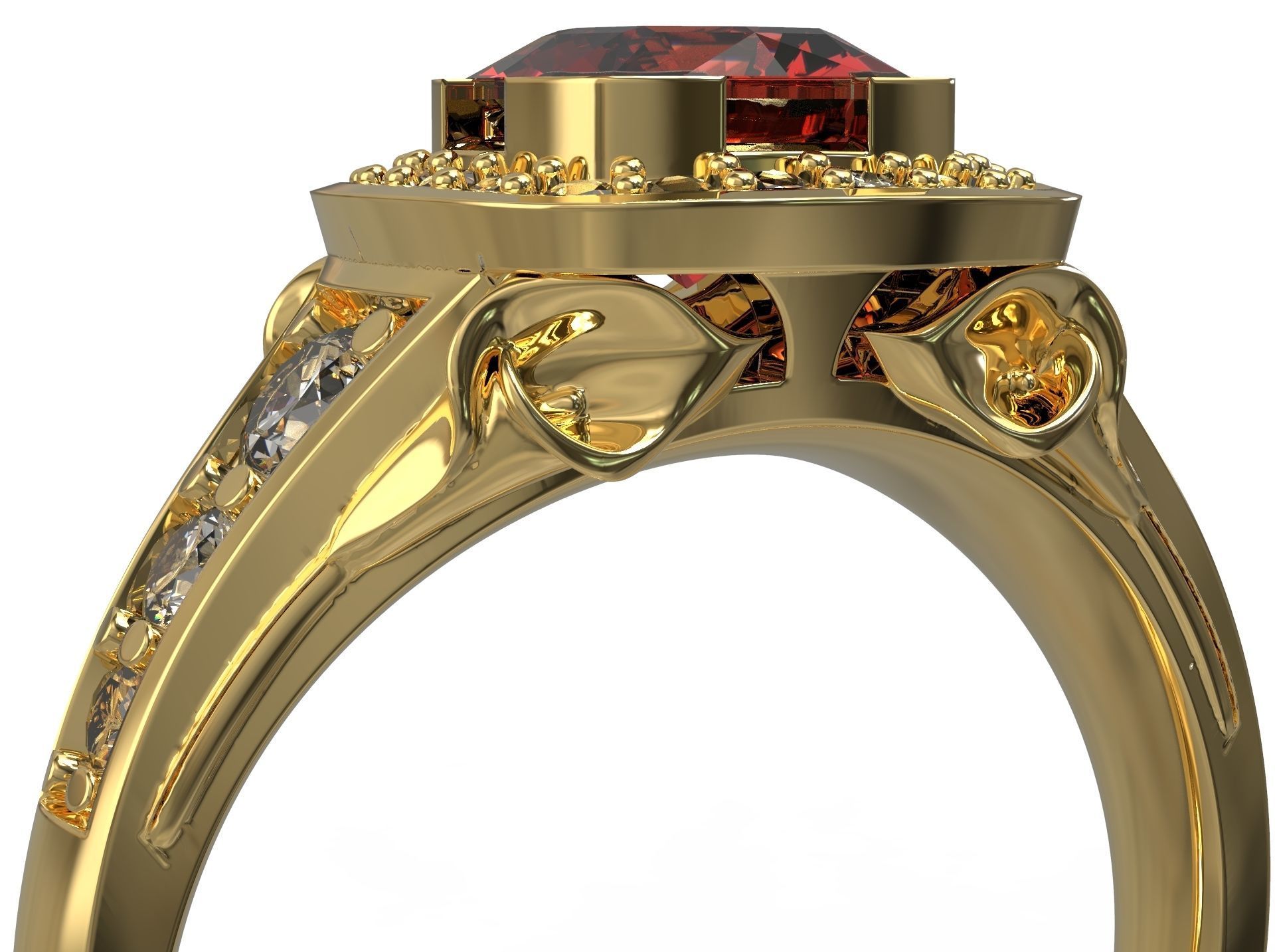 Beautiful ring with flower 3D print model_8