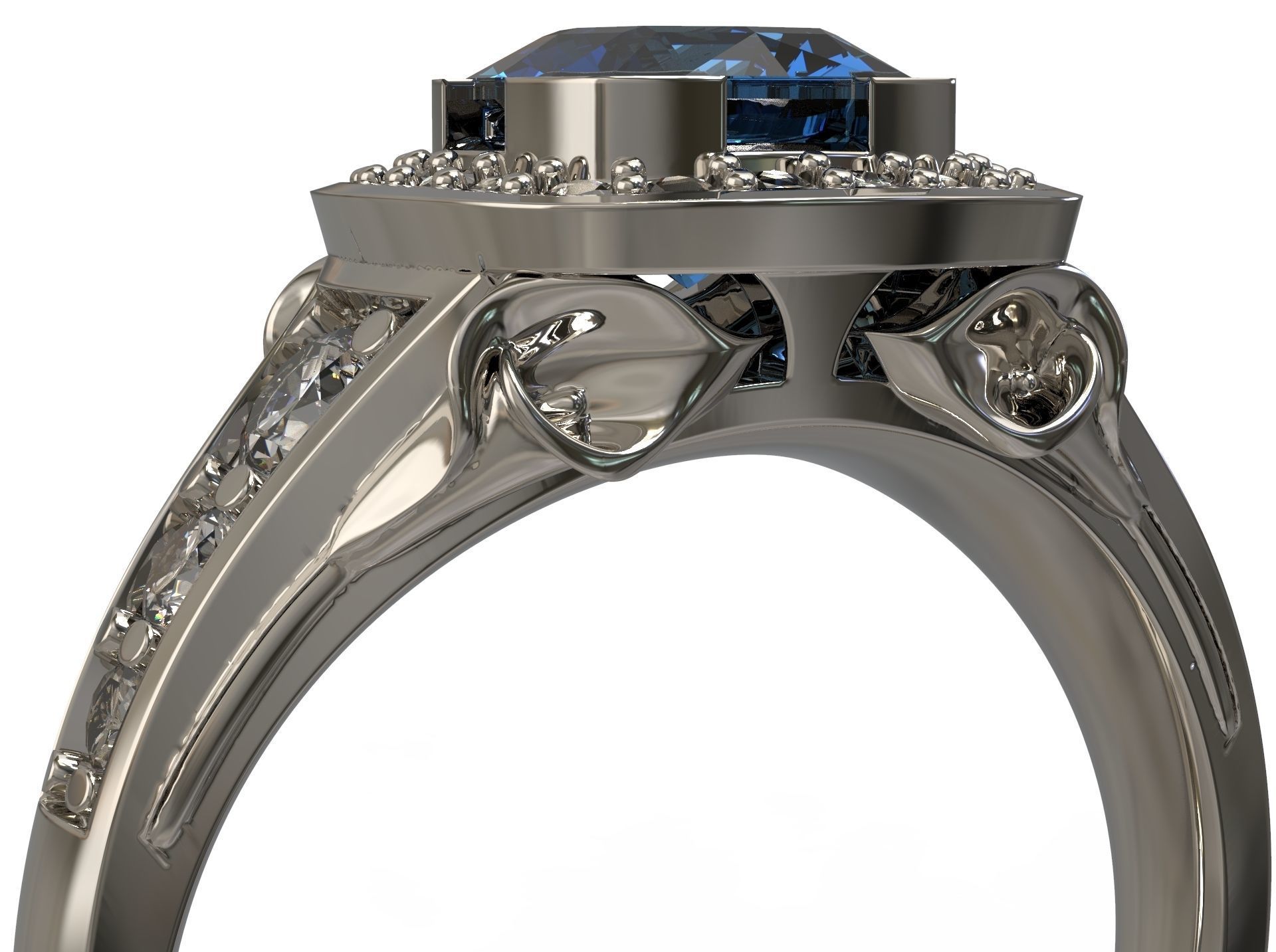 Beautiful ring with flower 3D print model_9