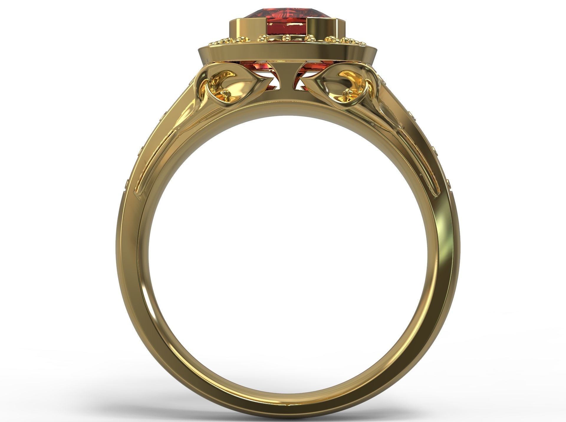 Beautiful ring with flower 3D print model_3