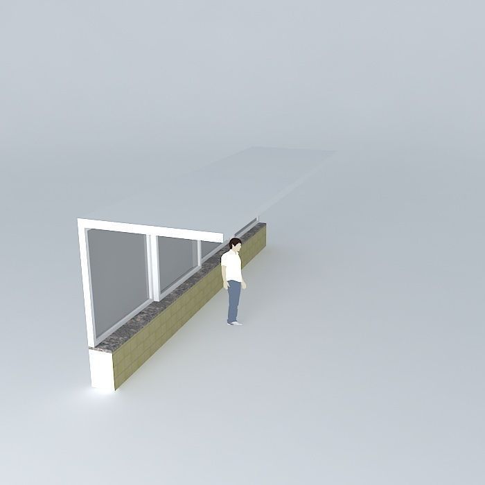 Corridor with windows Free 3D model_1